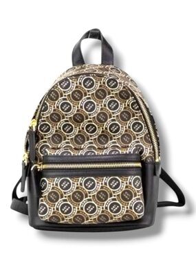 MARC JACOBS  Signet NEW Black Multi Monogram Backpack with Leather $278 MSRP